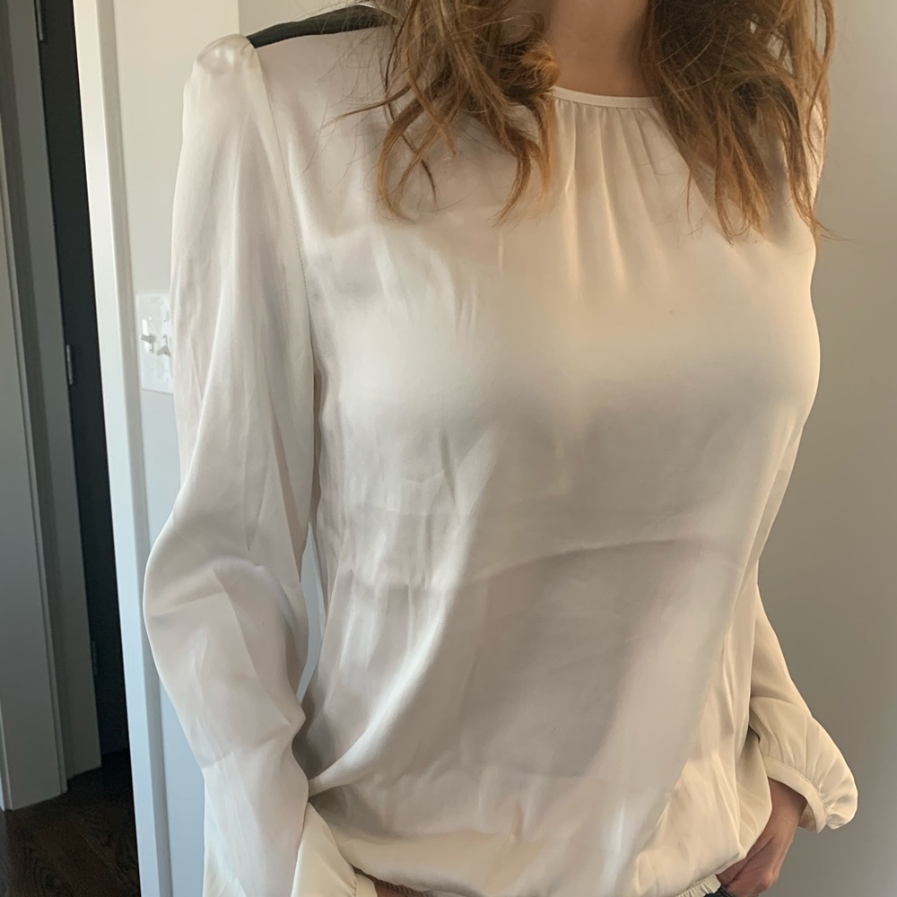 Beautiful Silk-like Blouse with shoulder accents